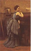 Jean Baptiste Camille  Corot Woman in Blue (mk05) France oil painting reproduction